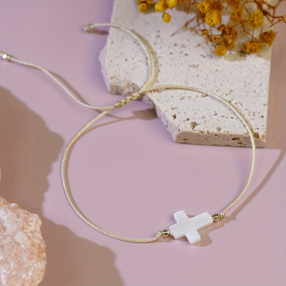 Bohemian Women's Bracelet Shell Cross Charm for Easter